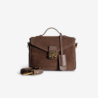 MEYRIN | Umhängetasche Wildleder braun/gold