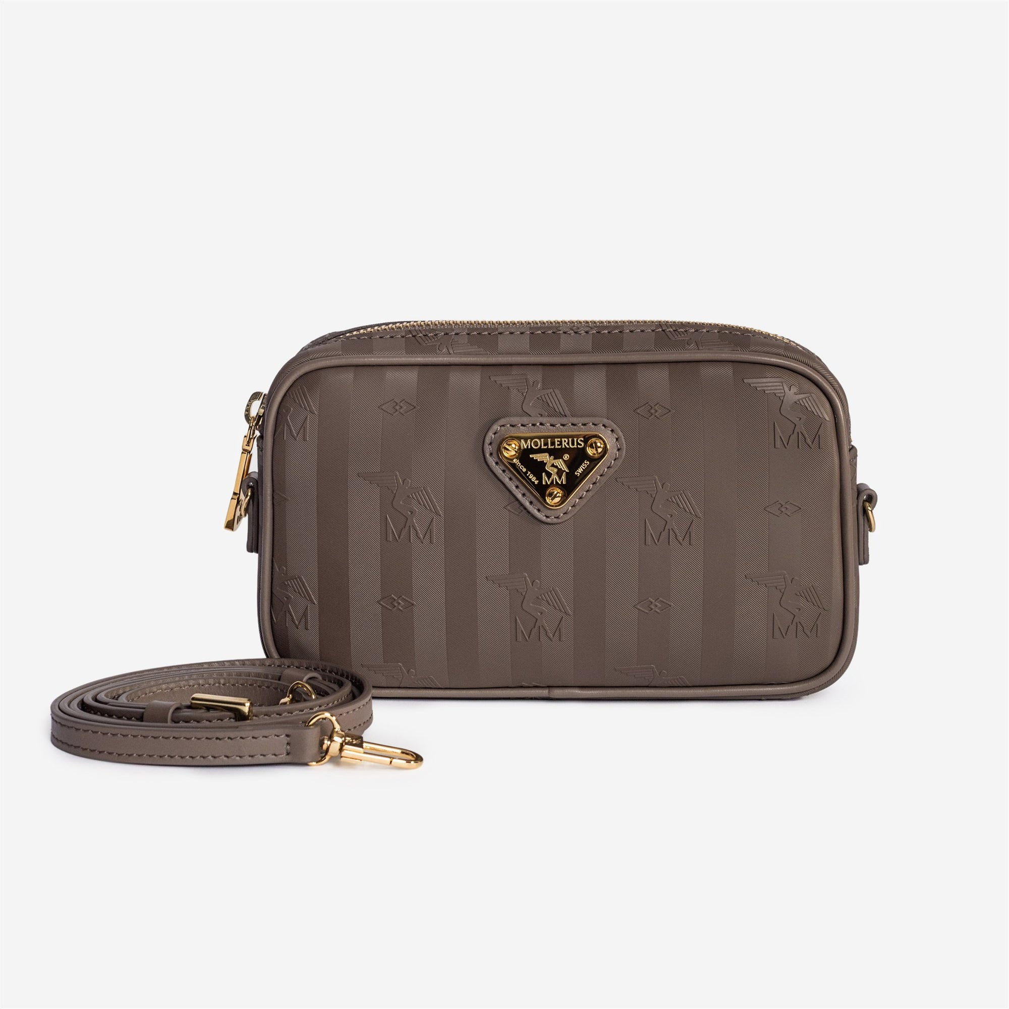 RIVAZ | Umhängetasche fango braun/gold - frontal
