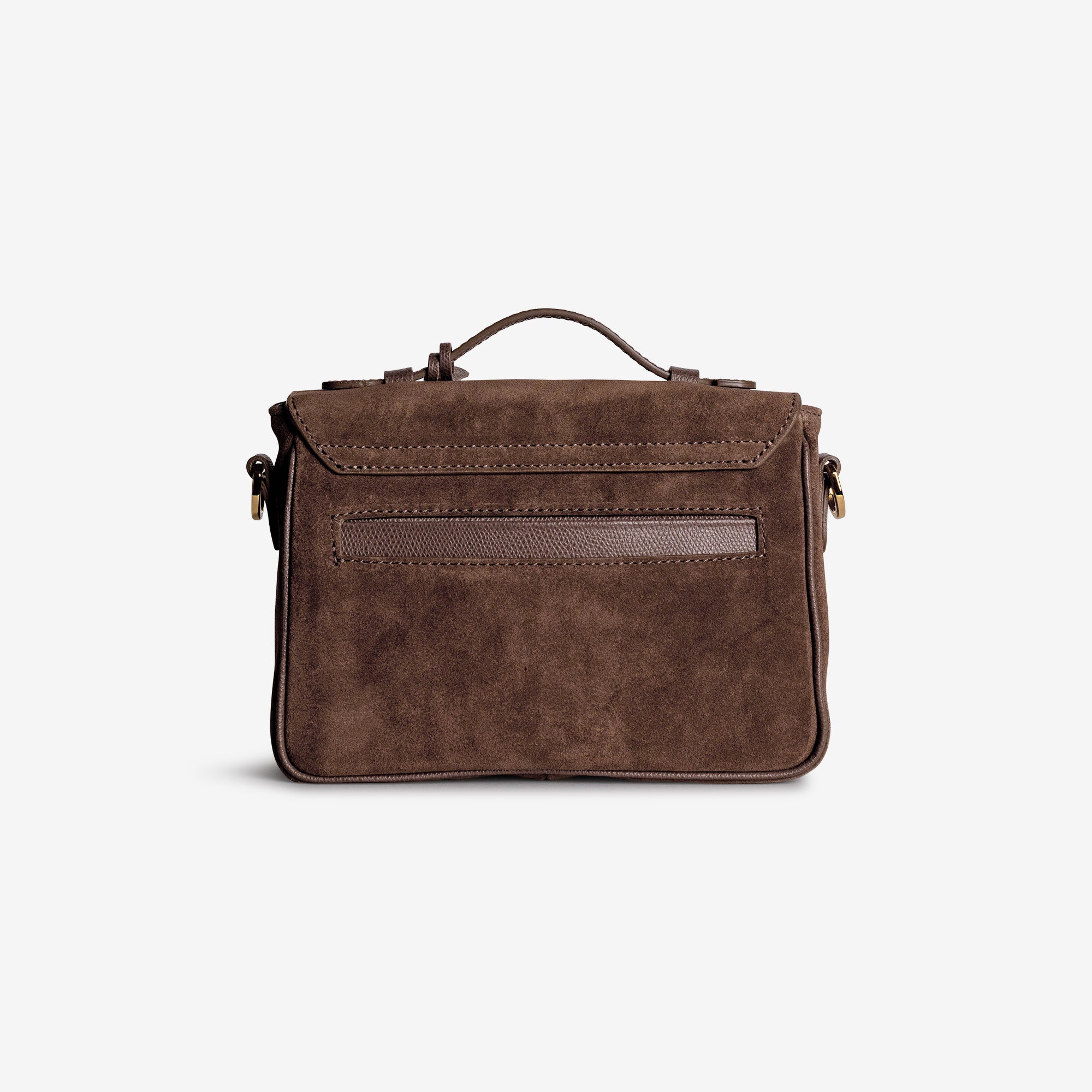 MEYRIN | Umhängetasche Wildleder braun/gold - von hinten