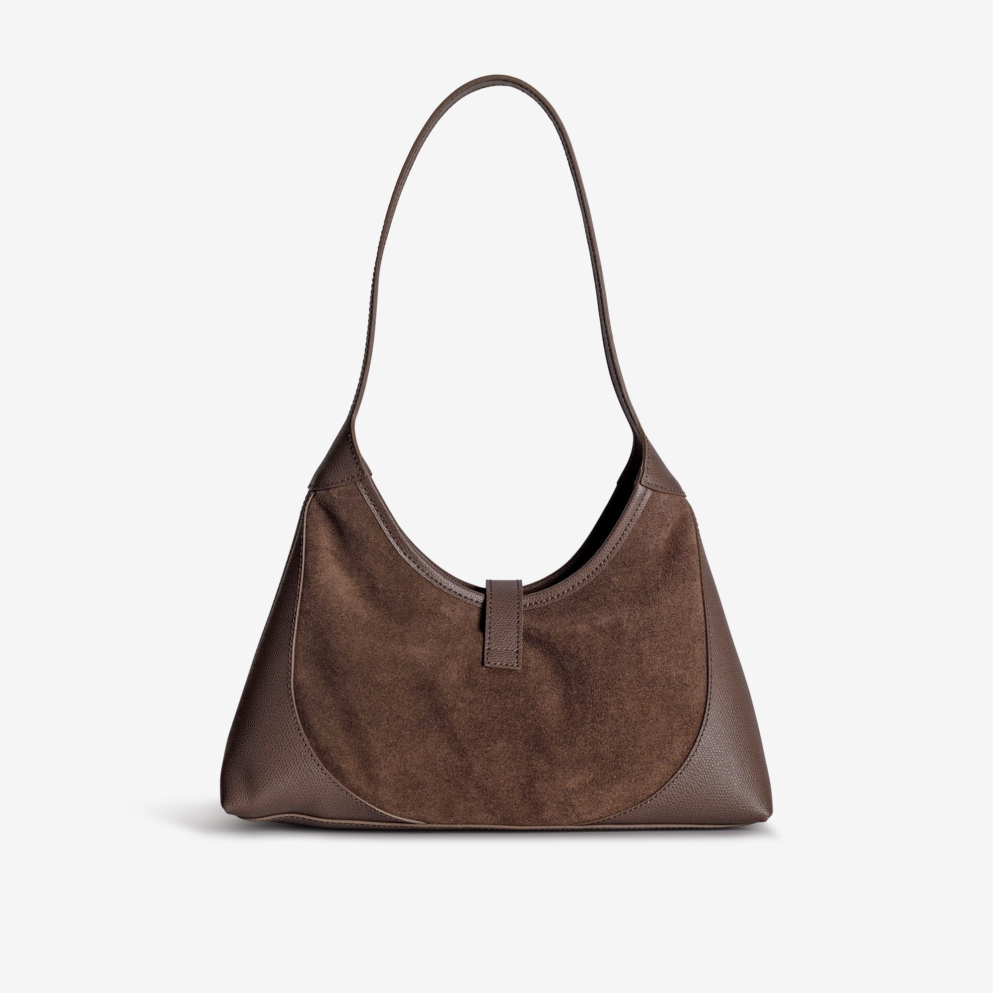 GSTAAD | Schultertasche Wildleder braun/gold - von hinten