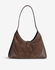 GSTAAD | Schultertasche Wildleder braun/gold - von hinten
