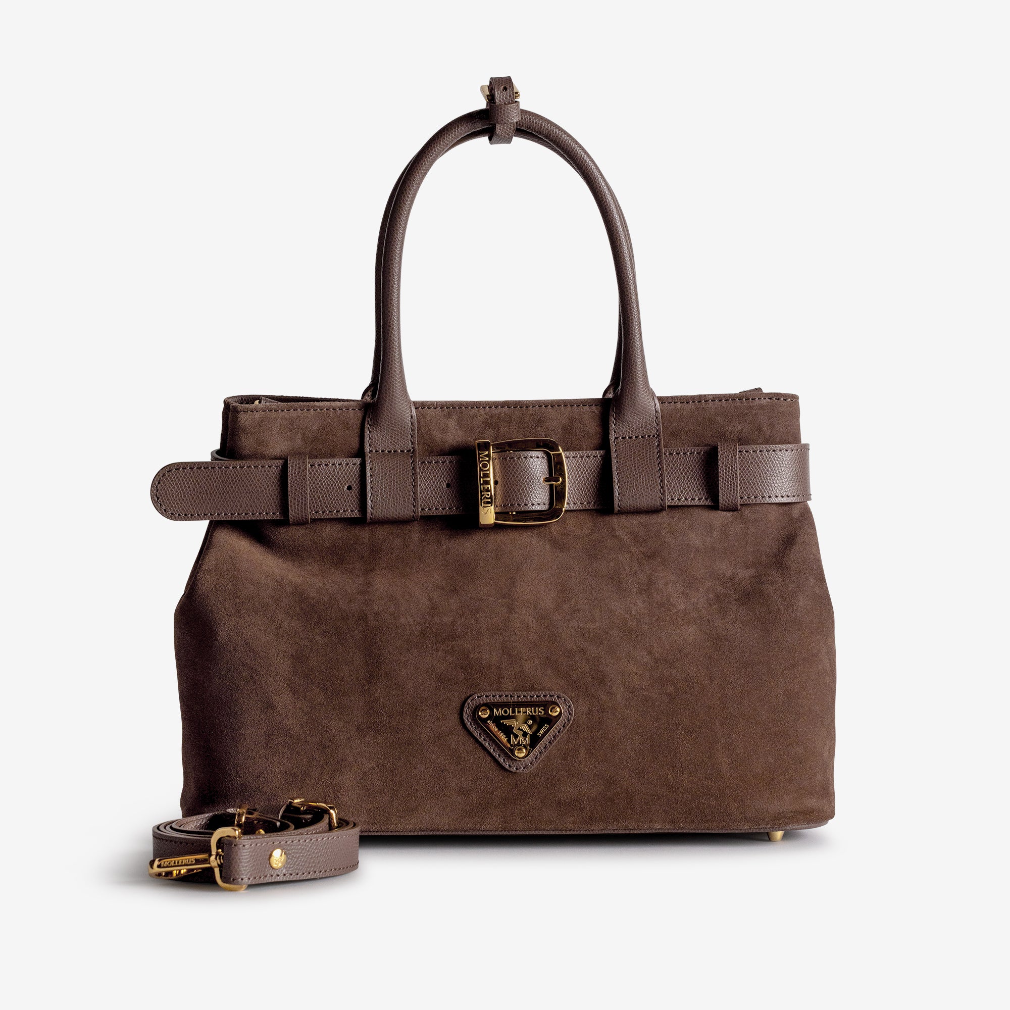 WITTNAU | Handtasche Wildleder braun/gold - frontal