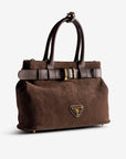 WITTNAU | Handtasche Wildleder braun/gold - leicht seitlich