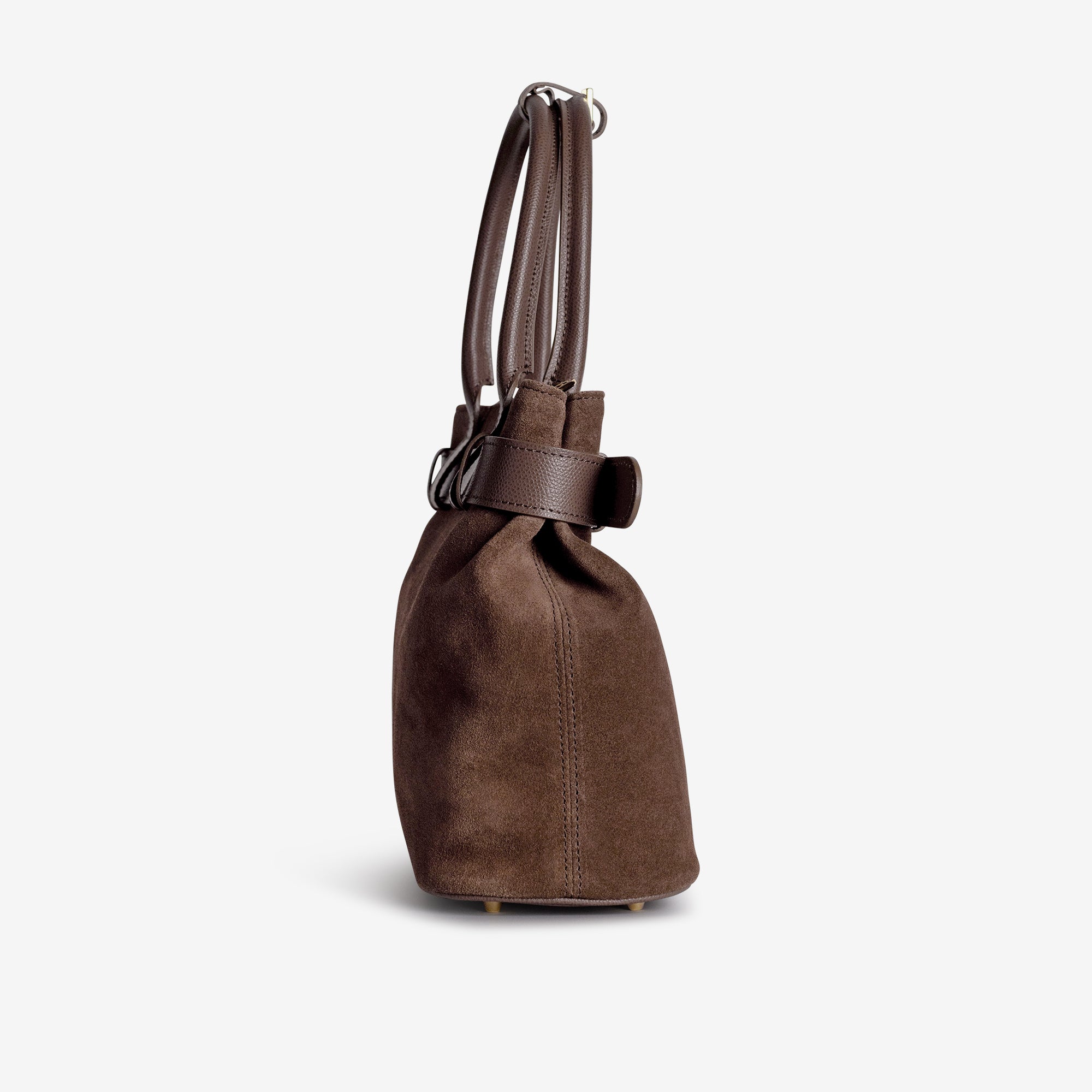 WITTNAU | Handtasche Wildleder braun/gold - seitlich