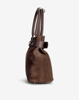 WITTNAU | Handtasche Wildleder braun/gold - seitlich