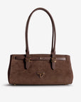 RUE | Schultertasche Wildleder braun/gold - frontal