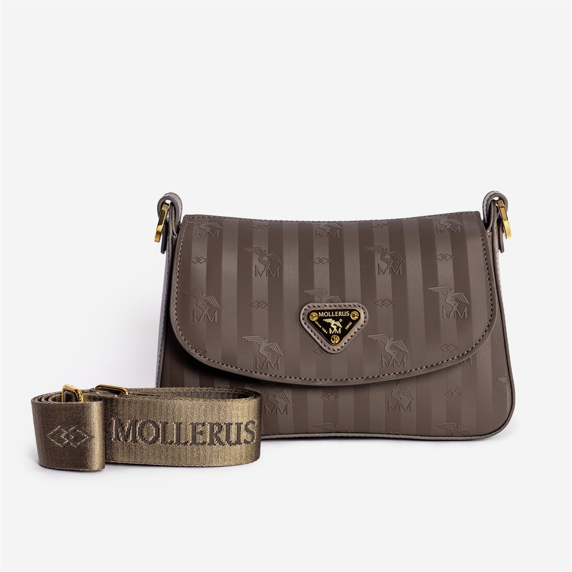 NOVILLE | Umhängetasche fango braun/gold - frontal 