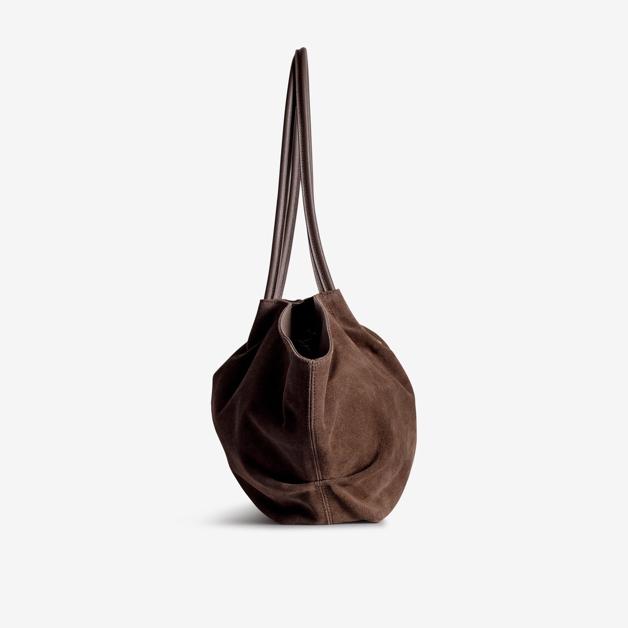 ANDERMATT | Schultertasche Wildleder braun/gold - seitlich
