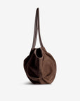 ANDERMATT | Schultertasche Wildleder braun/gold - seitlich