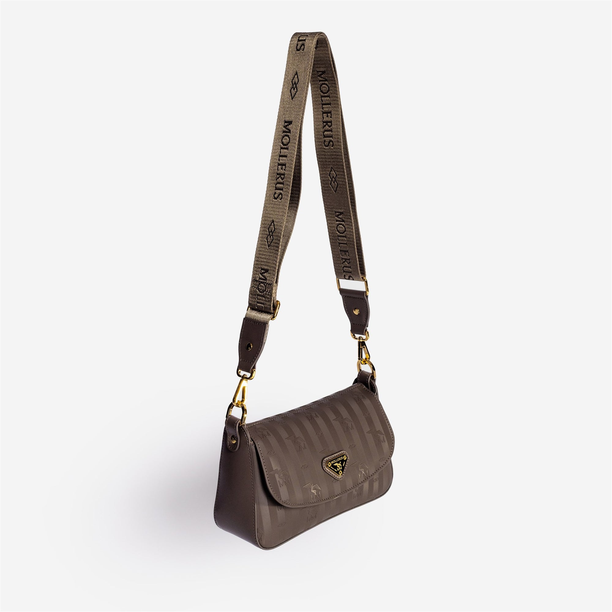 NOVILLE | Umhängetasche fango braun/gold - seitlich