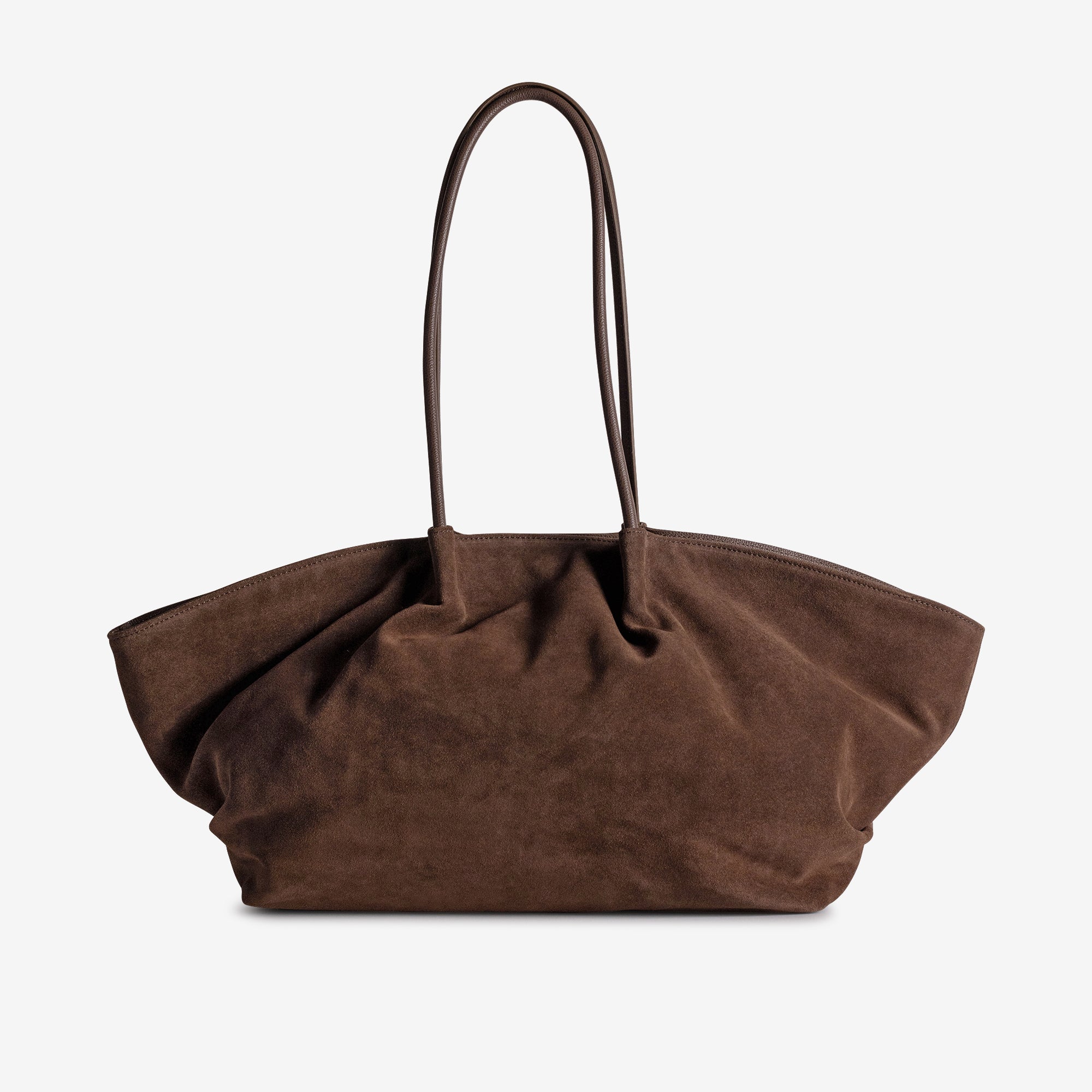 ANDERMATT | Schultertasche Wildleder braun/gold - von hinten