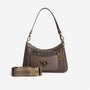 CASTIEL | Schultertasche fango braun/gold – frontal