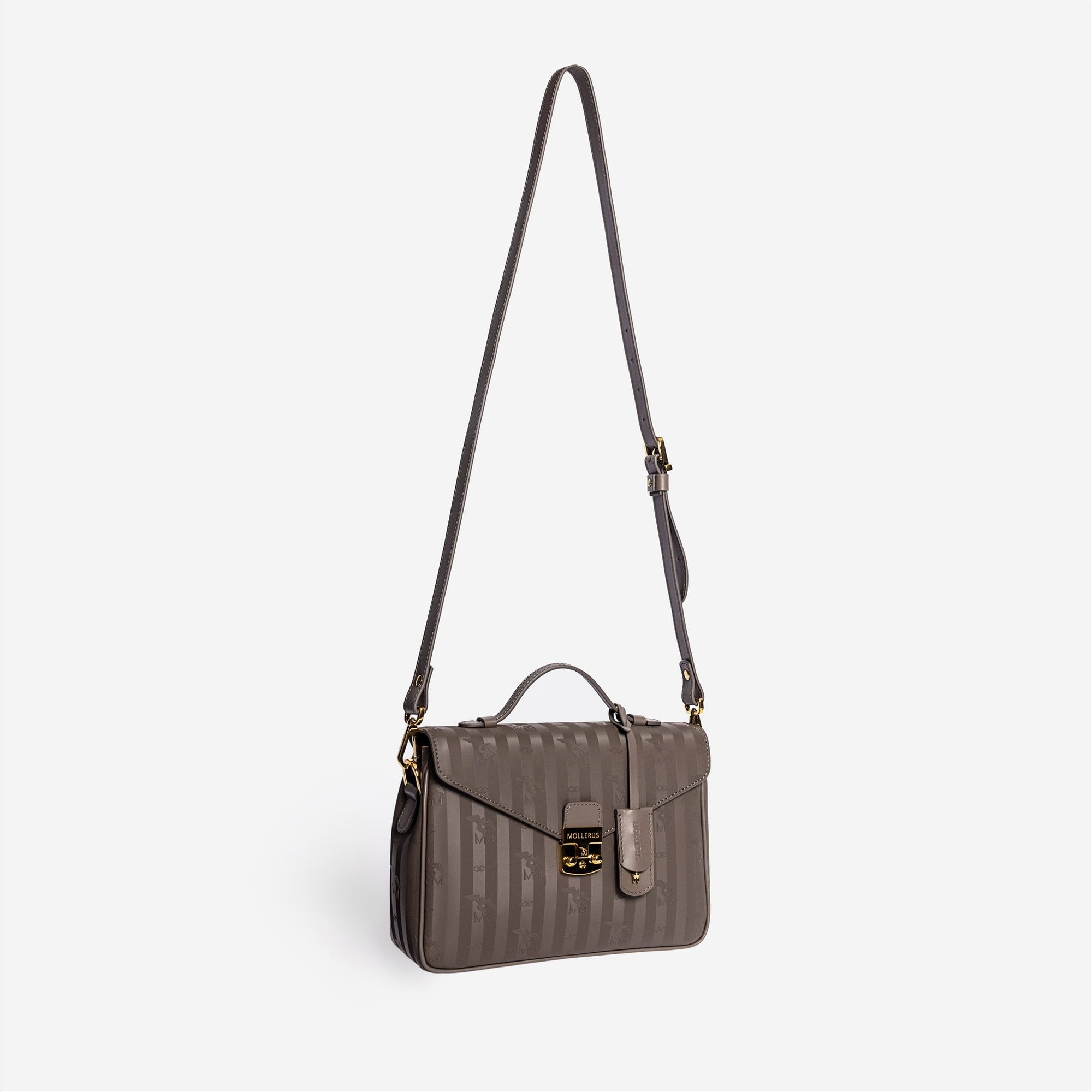 MARLY | Umhängetasche fango braun/gold  - seitlich