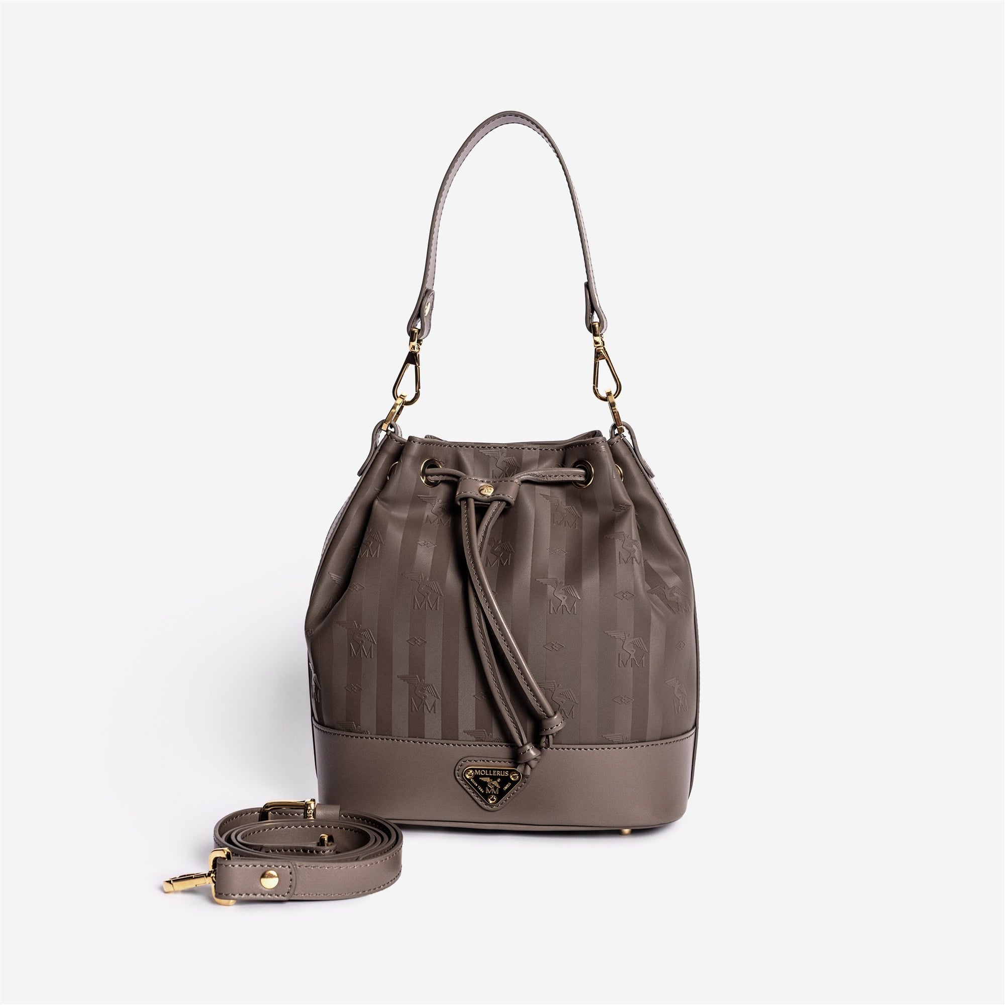 SION | Beuteltasche fango braun/gold  frontal 
