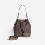 SION | Beuteltasche fango braun/gold – frontal
