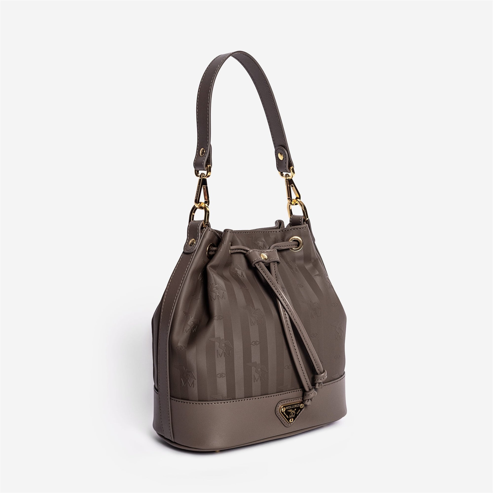 SION | Beuteltasche fango braun/gold - seitlich