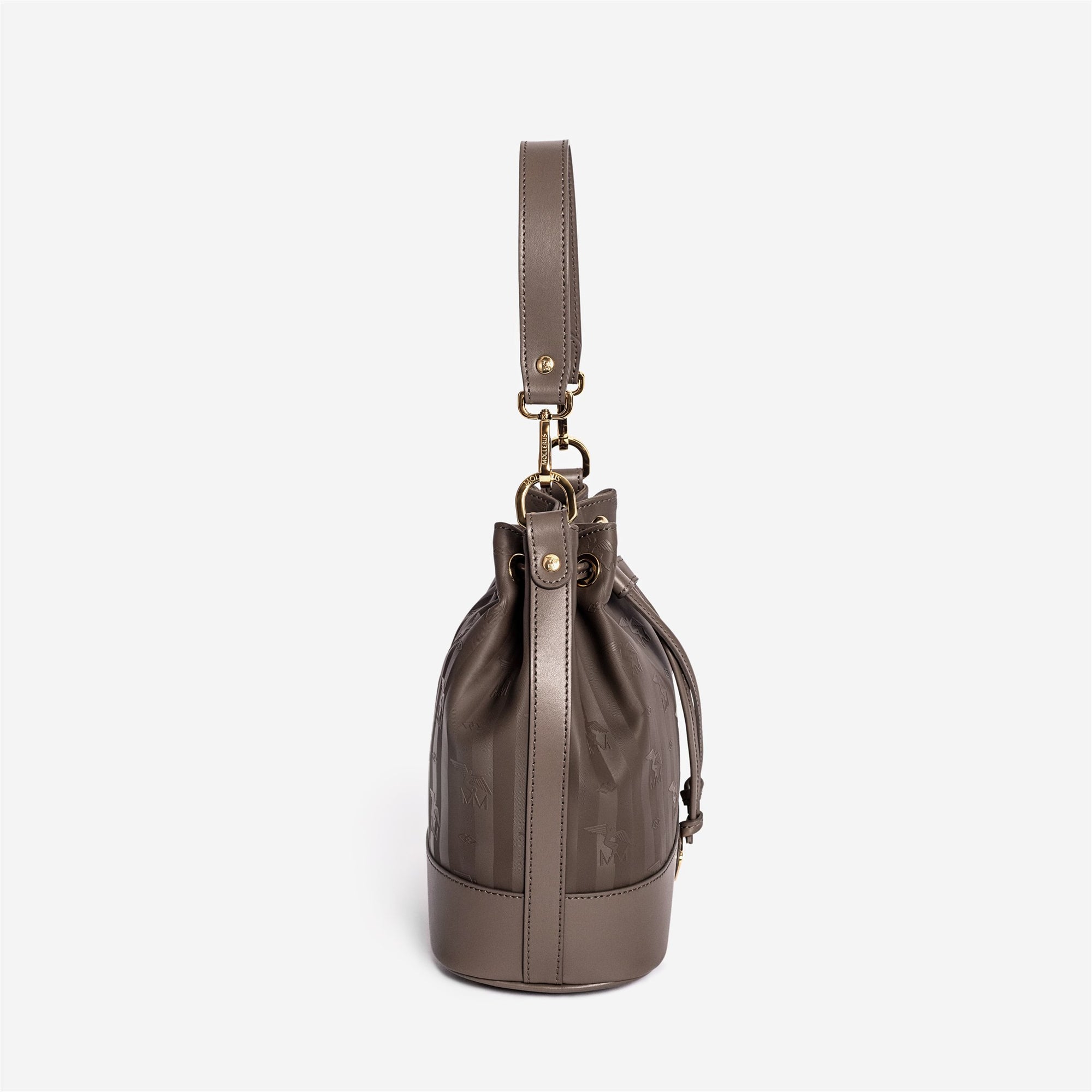 SION | Beuteltasche fango braun/gold - seitlich