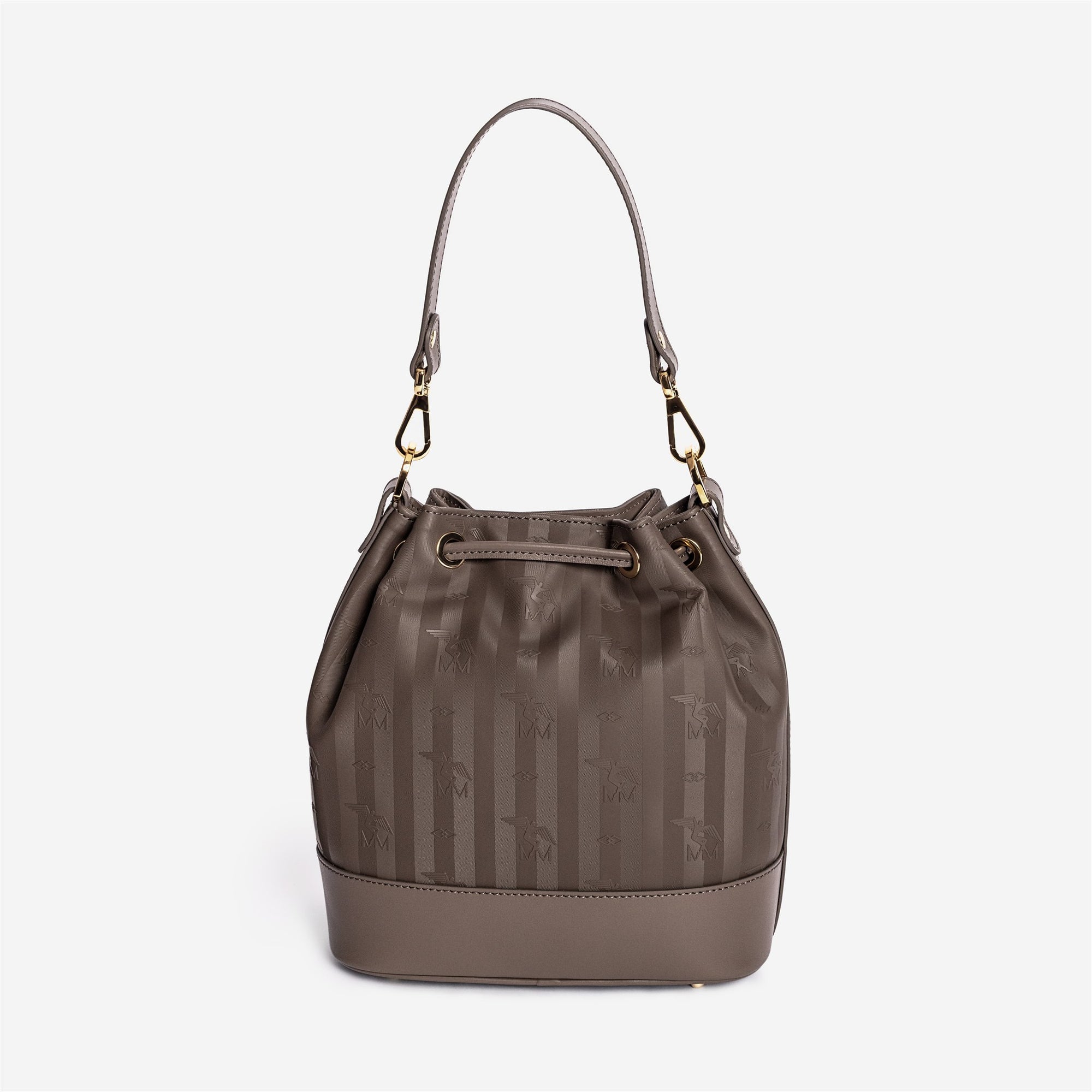 SION | Beuteltasche fango braun/gold  - von hinten 