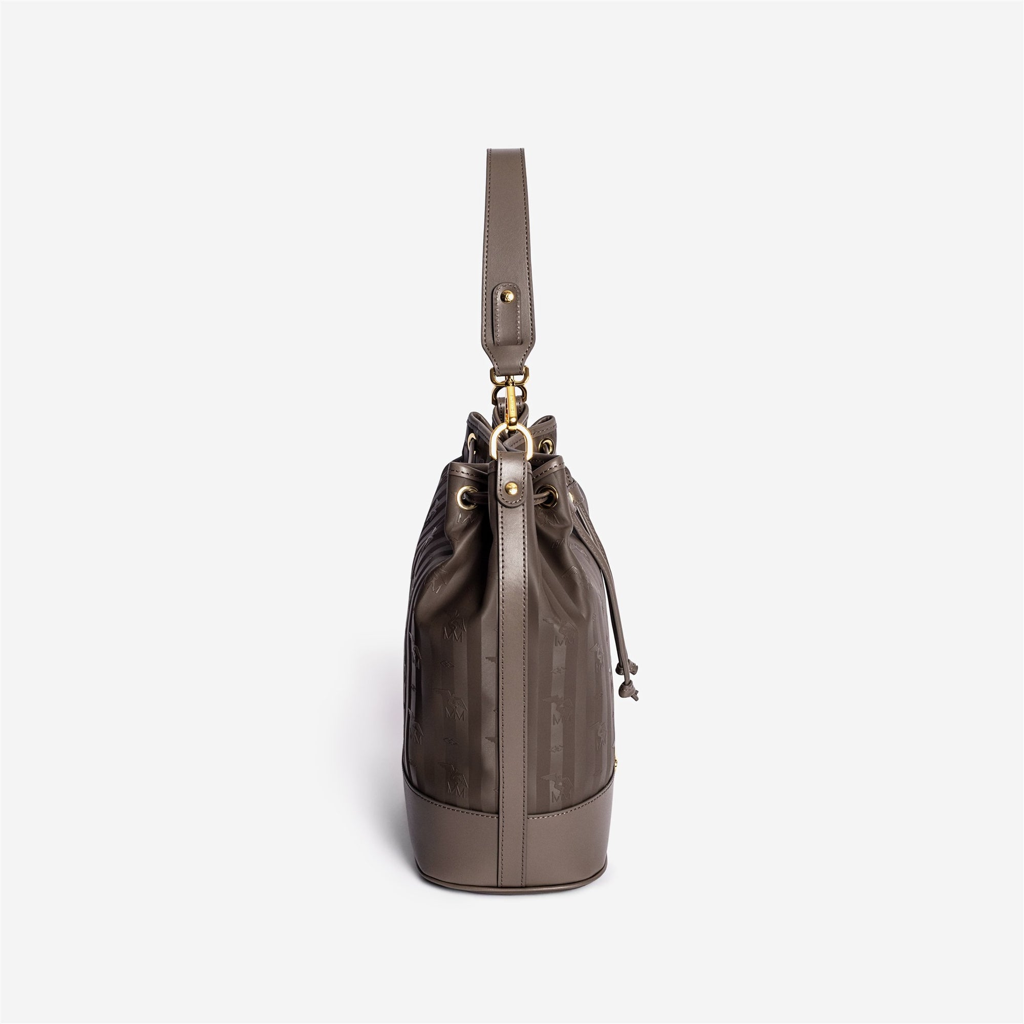 NIESEN | Beuteltasche fango braun/gold  - seitlich