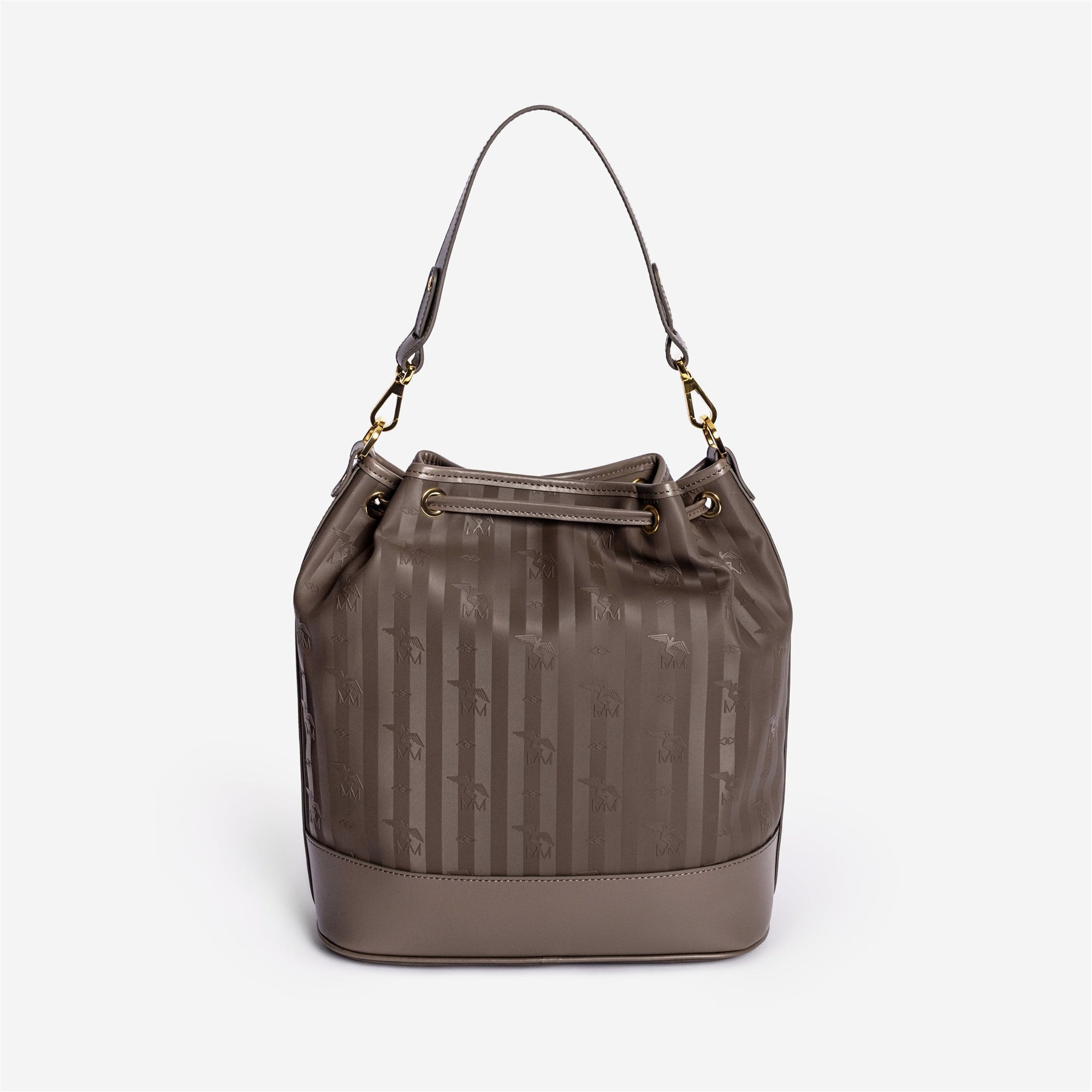NIESEN | Beuteltasche fango braun/gold  - von hinten 