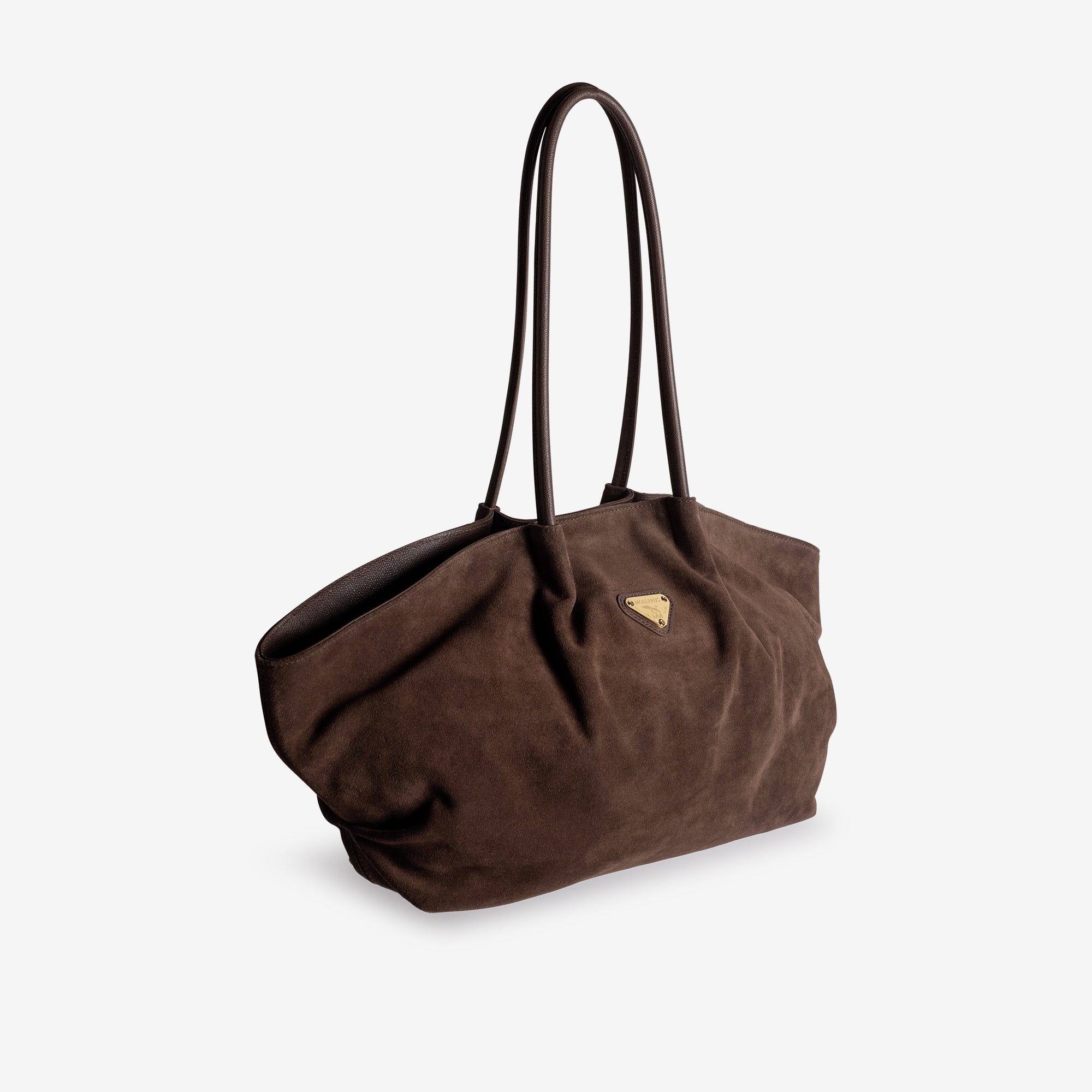 ANDERMATT | Schultertasche Wildleder braun/gold - hängend seite
