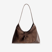 GSTAAD | Schultertasche Wildleder braun/gold