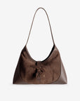 GSTAAD | Schultertasche Wildleder braun/gold - hängend