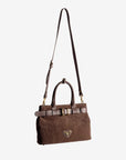 WITTNAU | Handtasche Wildleder braun/gold - hängend seite