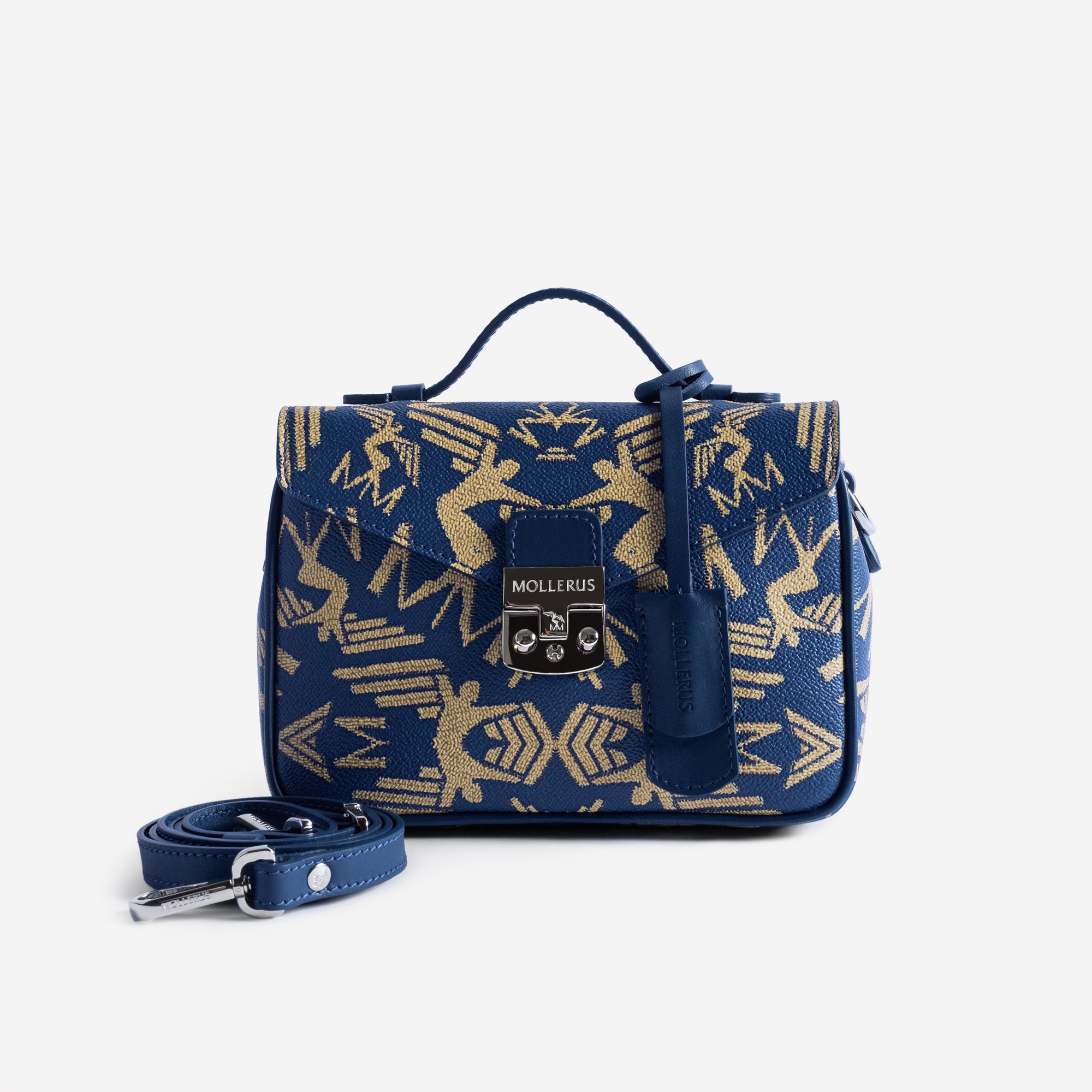 MEYRIN | Umhängetasche Maze cappuccino deep blau/silber - frontal