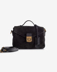 MEYRIN | Umhängetasche Wildleder classic schwarz/gold - frontal