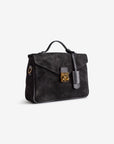 MARLY | Umhängetasche Wildleder classic schwarz/gold - leicht seitlich
