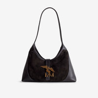 GSTAAD | Schultertasche Wildleder classic schwarz/gold