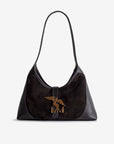 GSTAAD | Schultertasche Wildleder classic schwarz/gold - frontal