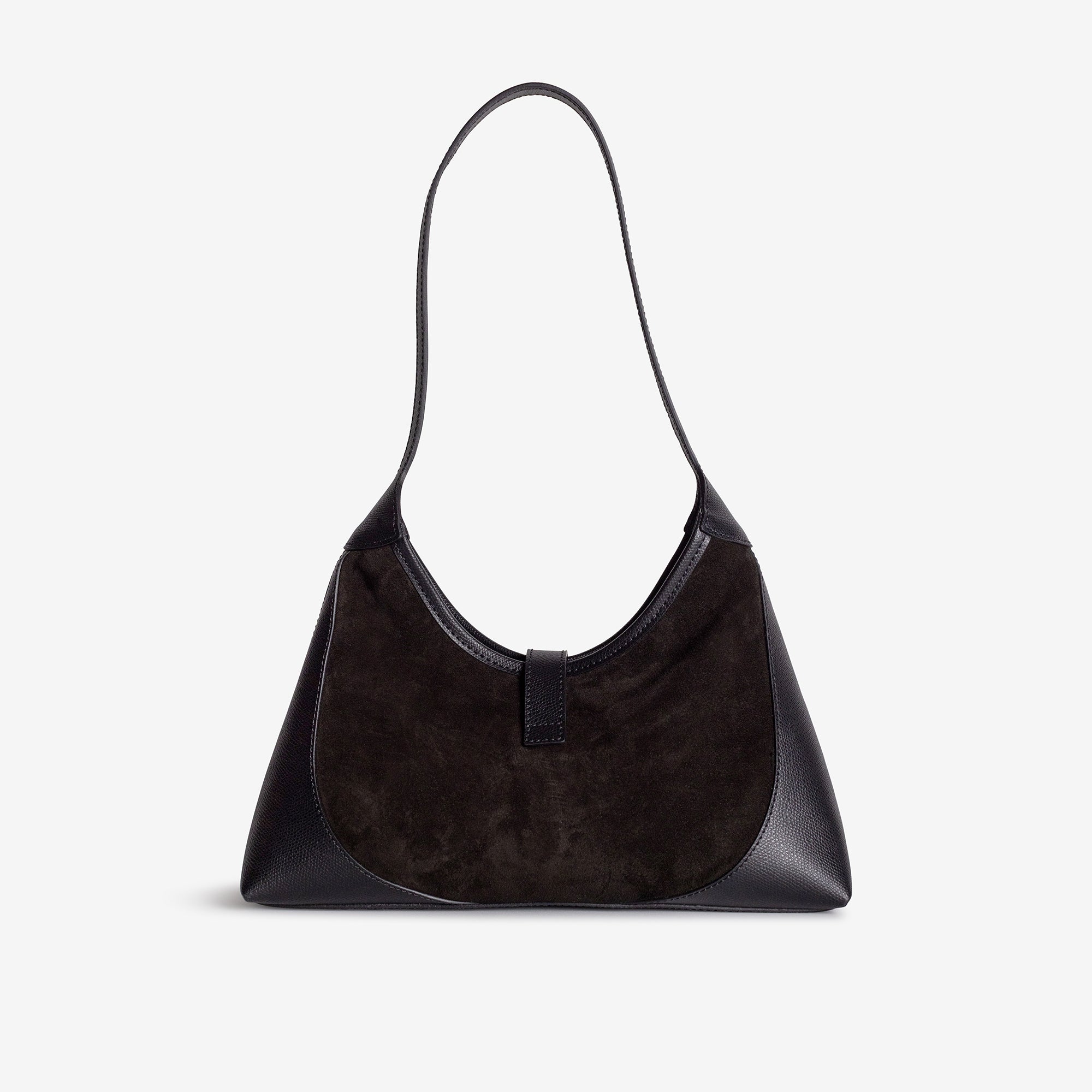 GSTAAD | Schultertasche Wildleder classic schwarz/gold - von hinten
