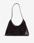 GSTAAD | Schultertasche Wildleder classic schwarz/gold - von hinten