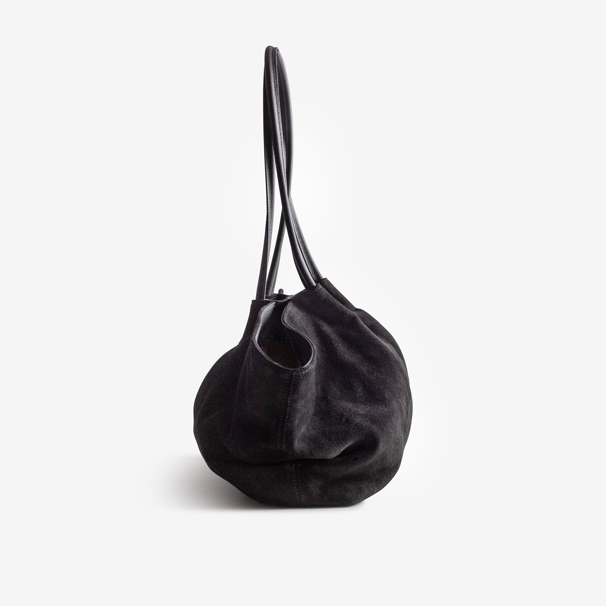 ANDERMATT | Schultertasche Wildleder classic schwarz/gold - seitlich