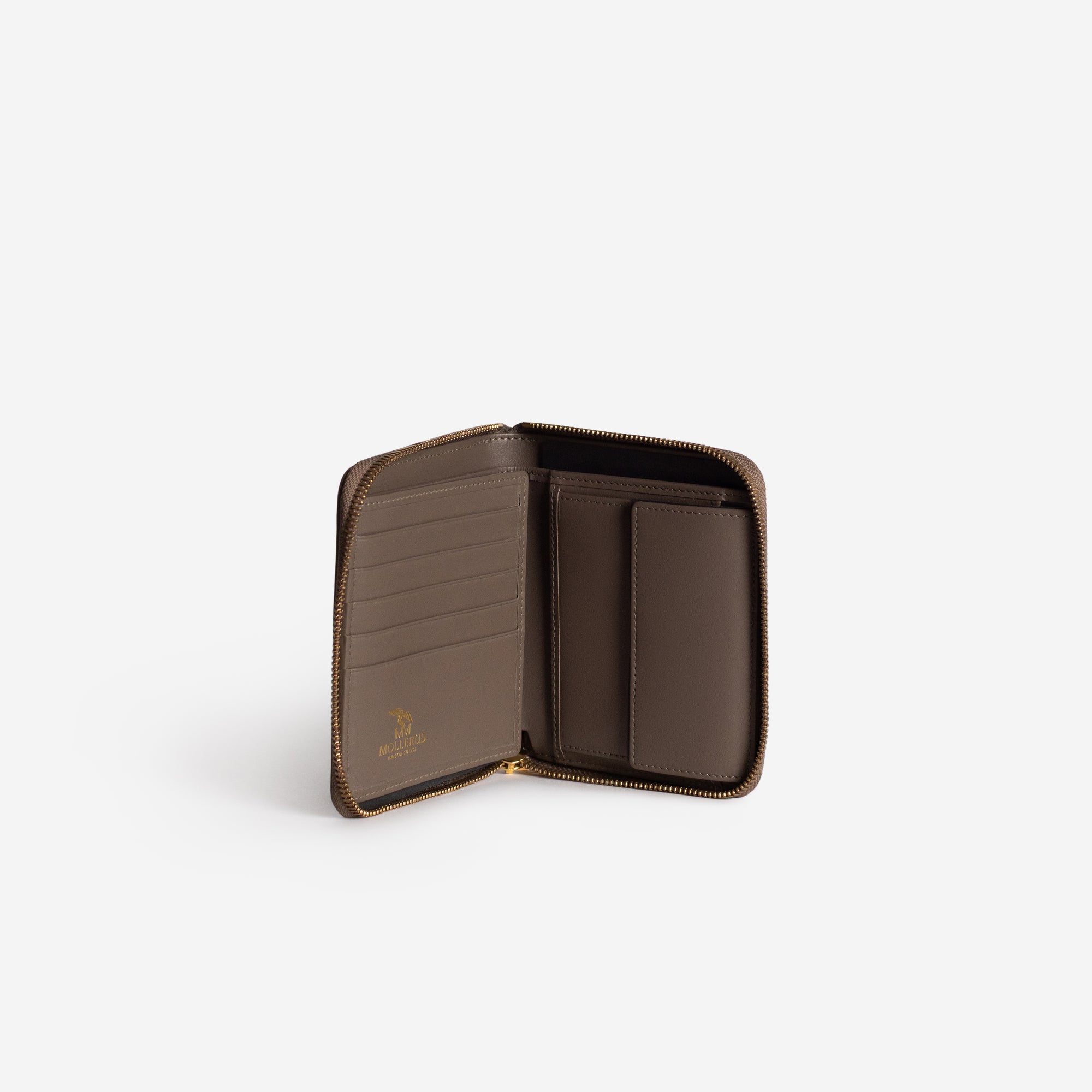 NIEDERHORN | Portemonnaie fango braun/gold - von innen 