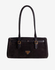 RUE | Schultertasche Wildleder classic schwarz/gold - hängend