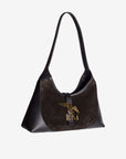 GSTAAD | Schultertasche Wildleder classic schwarz/gold - hängend seite