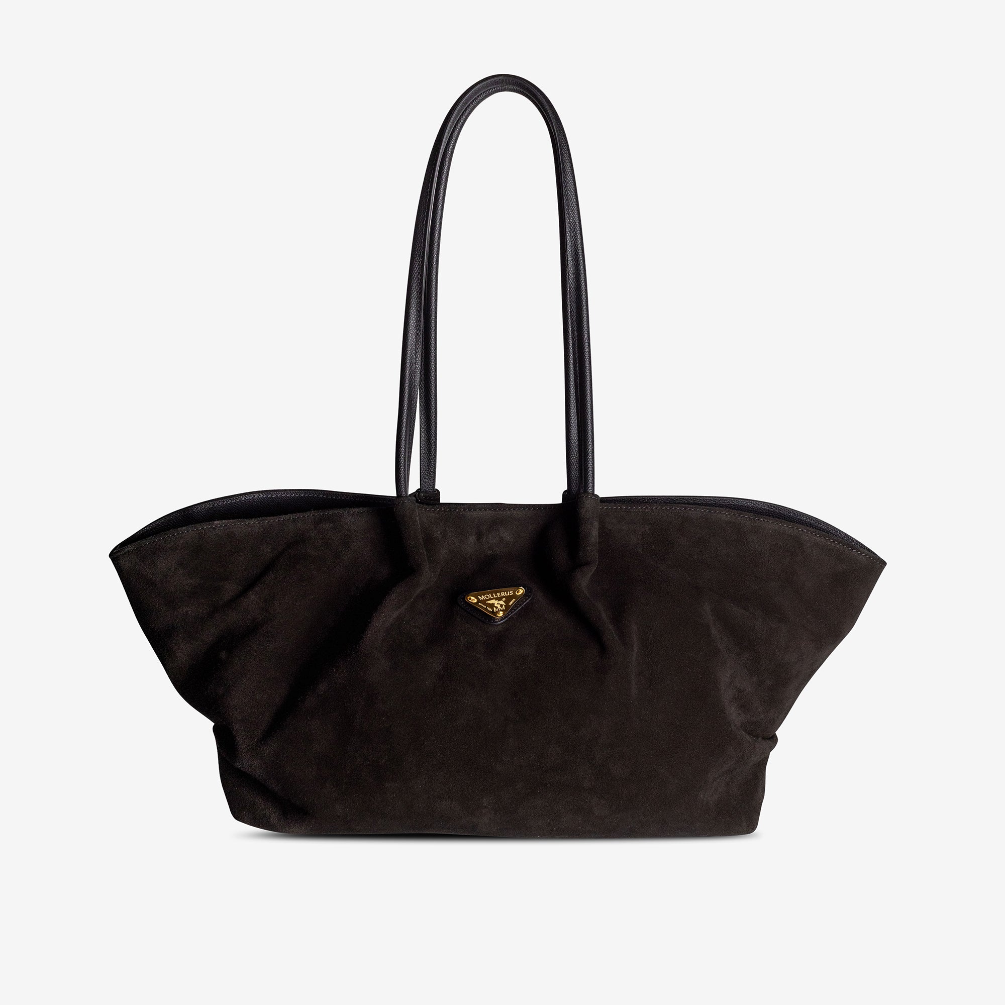ANDERMATT | Schultertasche Wildleder classic schwarz/gold - hängend