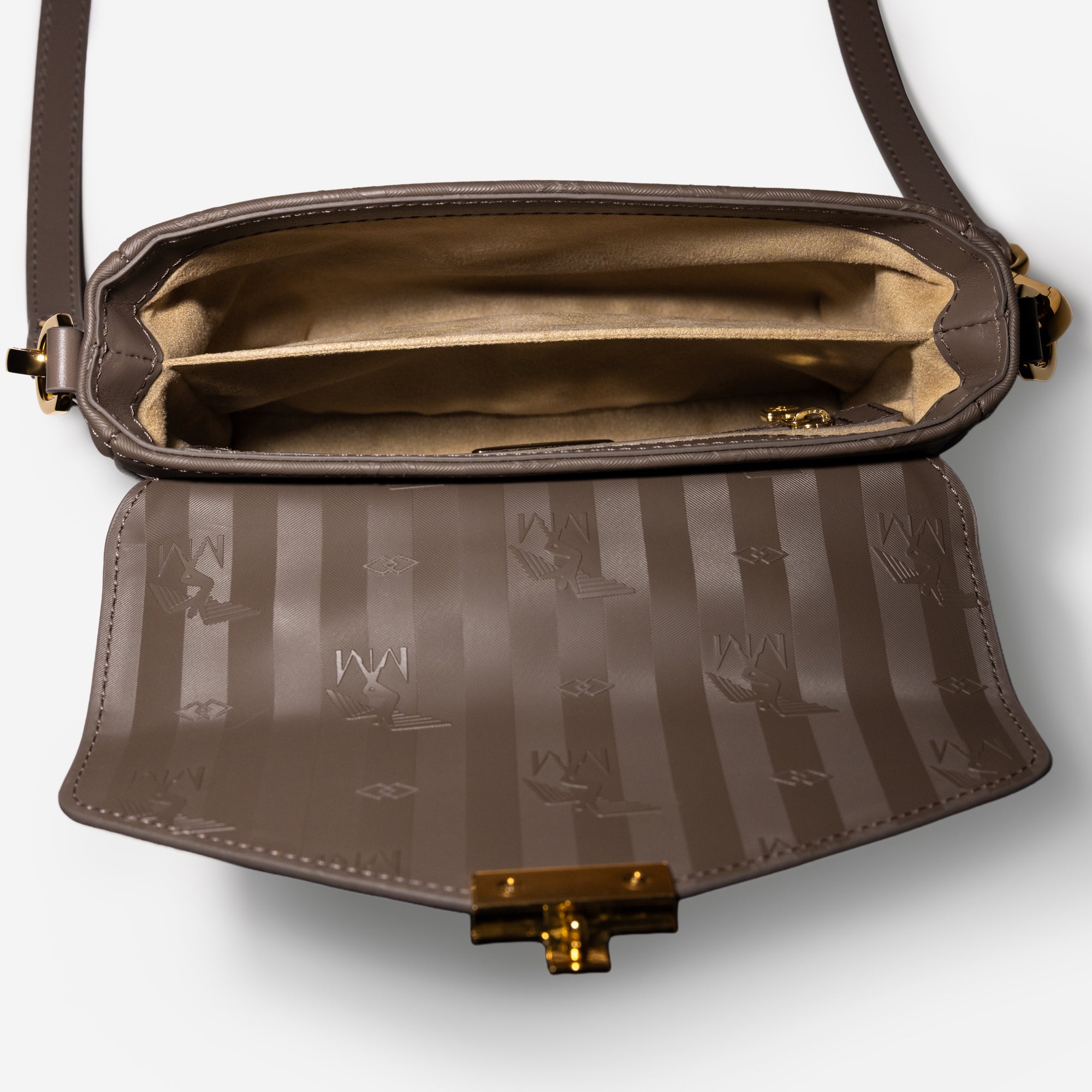 MEYRIN | Umhängetasche fango braun/gold - von innen 