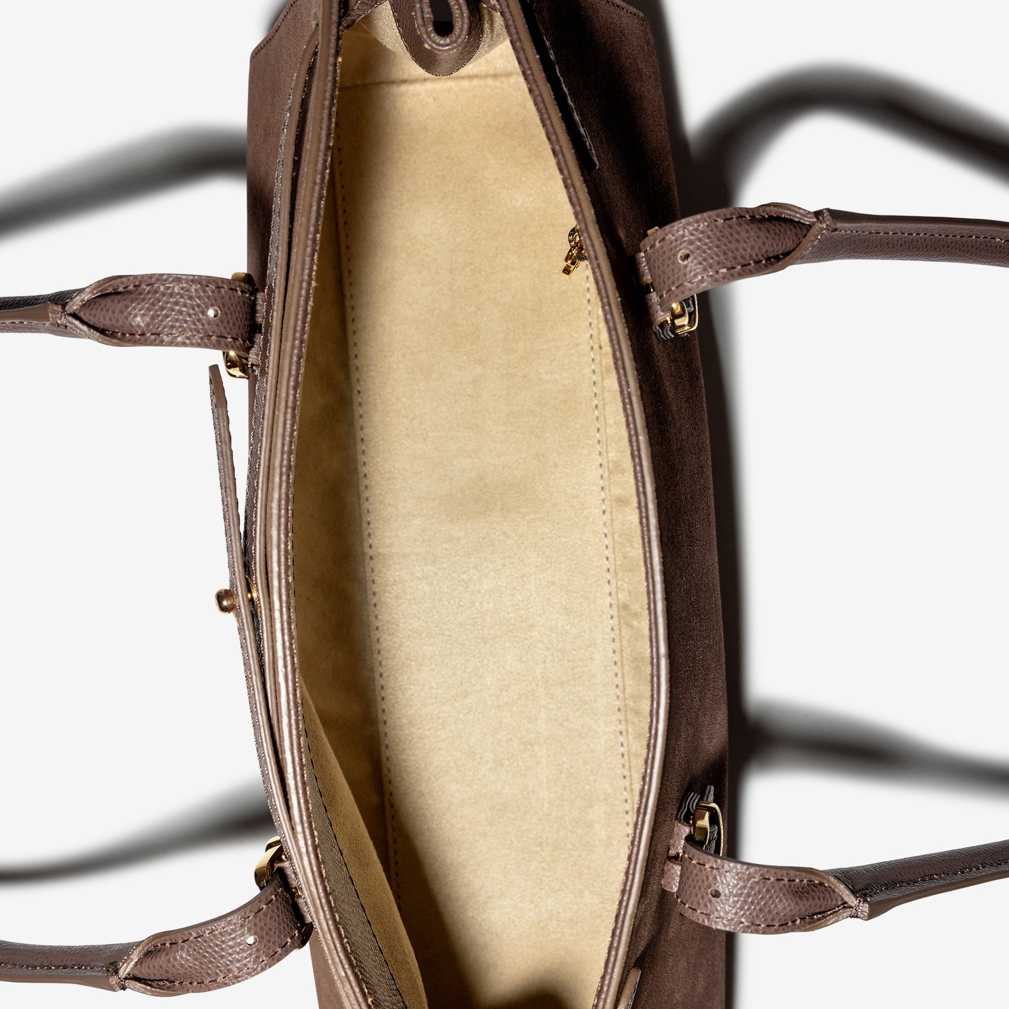 RUE | Schultertasche Wildleder braun/gold - innen