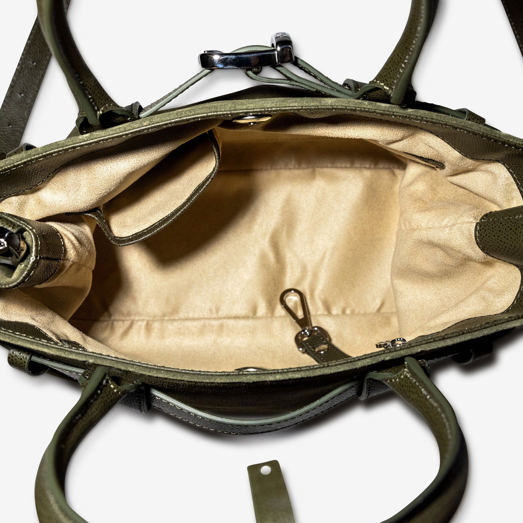 WITTNAU | Handtasche Wildleder moosgrün/gold - innen