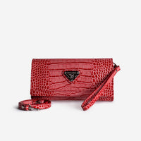 FRESENS | Clutch Croco coral pink/silber