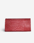 FRESENS | Clutch Croco coral pink/silber - von hinten 