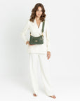 CASTIEL | Schultertasche olive grün/gold - fullbody