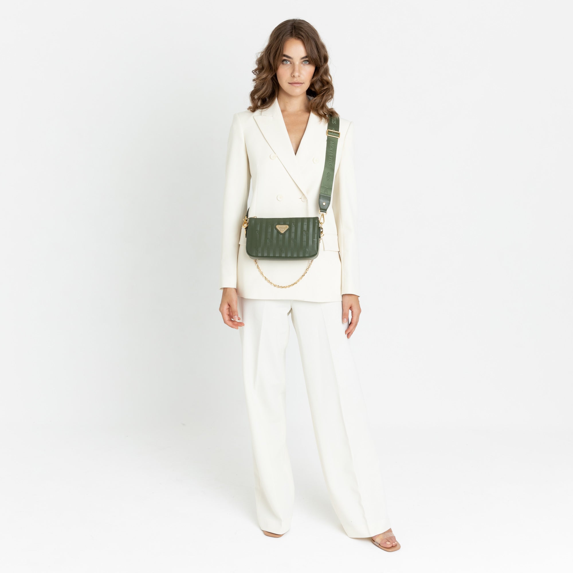 ZELL | Umhängetasche olive grün/gold - fullbody
