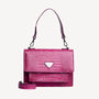 FEY | Schultertasche Croco blush pink/silber VON VORNE