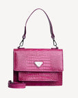 FEY | Sac bandoulière Croco rose blush/argent