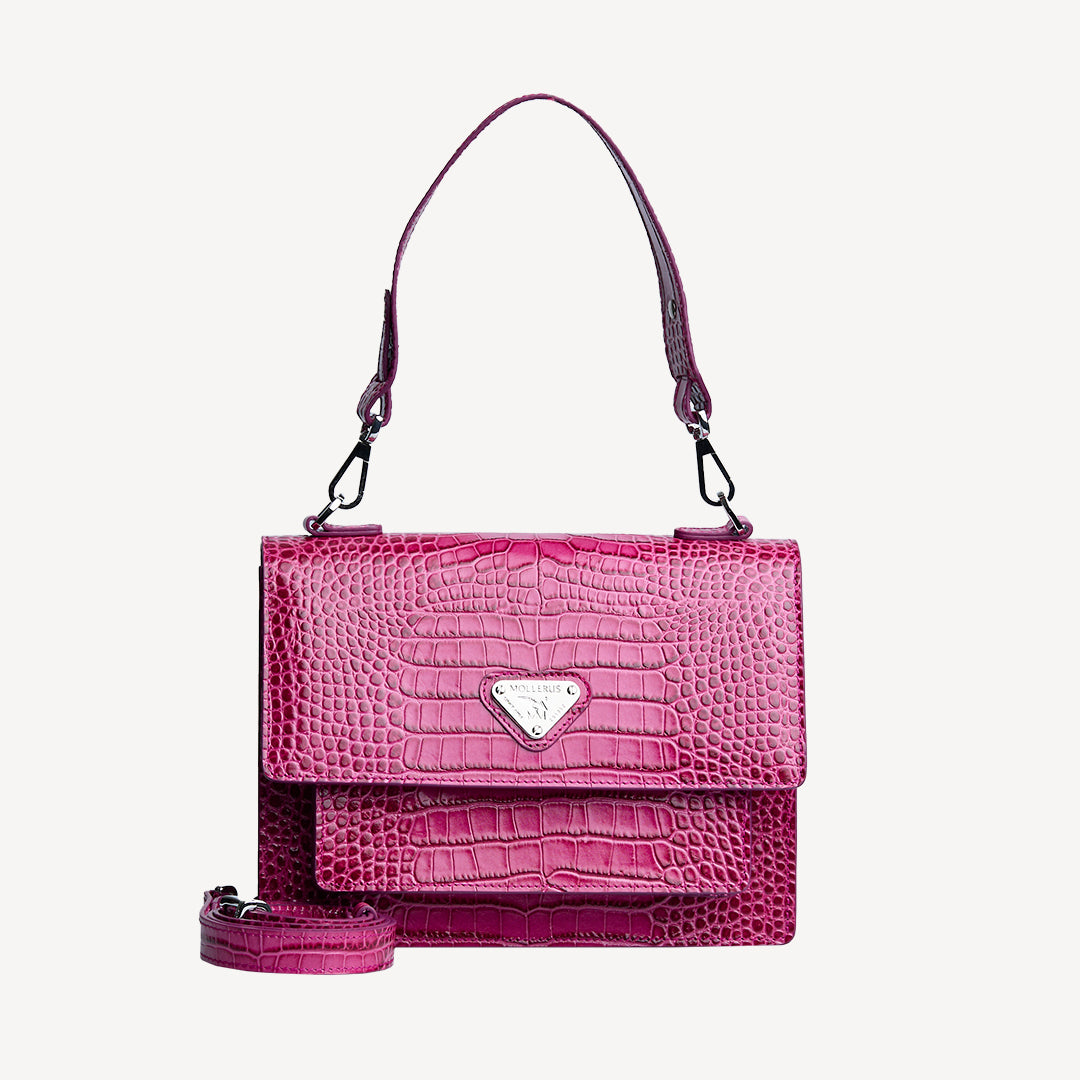 FEY | Schultertasche Croco blush pink/silber